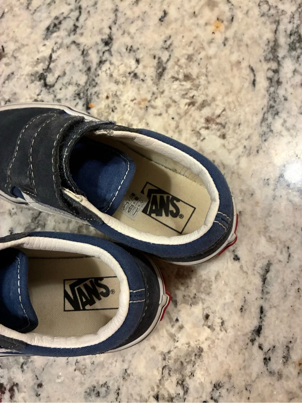 Vans Navy and White Kids Velcro Skate Shoes. 12